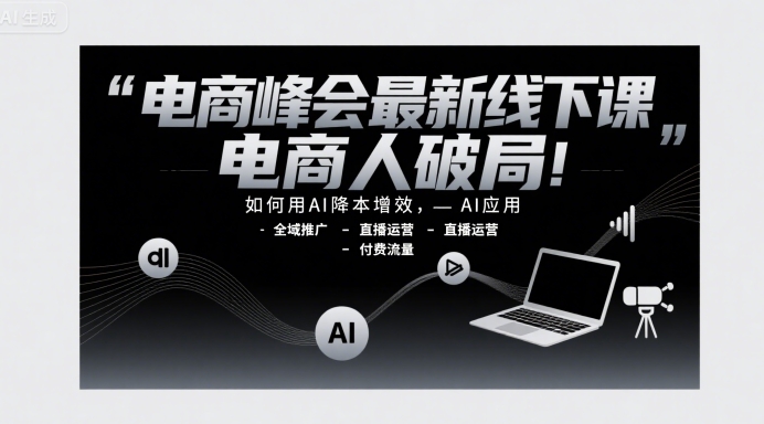 电商峰会最新线下课，电商人破局，如何用AI降本增效，AI应用-全域推广-直播运营-付费流量-zhangyuwc