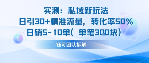 实测私域新玩法日引30加精准流量转化率50%日销5-10单每笔3张-zhangyuwc