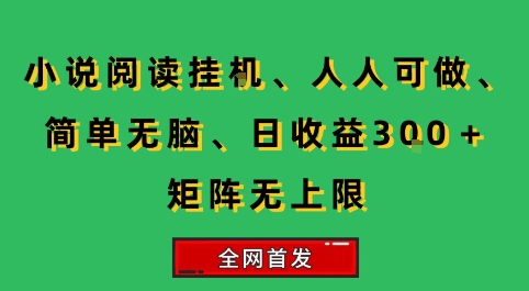 小说挂G阅读，人人可做，简单无脑，一天收益3张+矩阵无限上，全网首发【揭秘】-zhangyuwc
