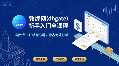敦煌网(dhgate)新手入门全课程，B端外贸工厂转型必看，抢占海外订单-zhangyuwc