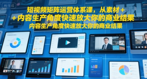 短视频矩阵运营体系课，从素材+内容生产角度快速放大你的商业结果-zhangyuwc