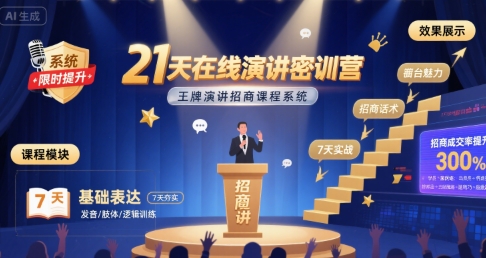 21天在线演讲密训营，王牌演讲招商课程系统-zhangyuwc