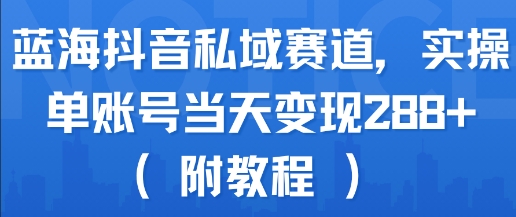 蓝海抖音私域赛道，实操单账号当天变现288+(附教程)-zhangyuwc