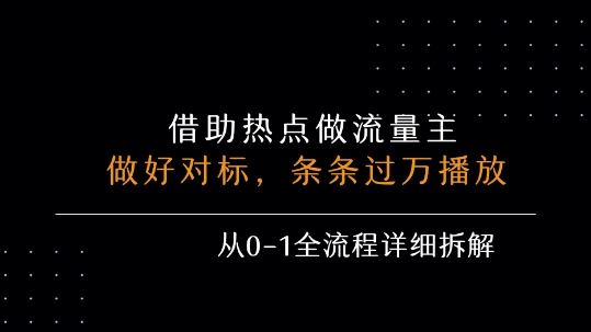 借力热点，乘顺风车玩流量主，条条过万播放， 每月收益5k+，从0-1全流程详细拆解-zhangyuwc