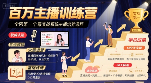 百万主播训练营，全网第一个最实战系统主播培养课程-zhangyuwc