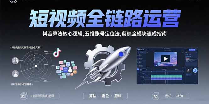 短视频全链路运营：抖音算法核心逻辑,五维账号定位法,剪映全模块速成指南-zhangyuwc
