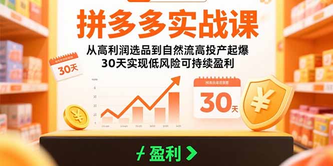 拼多多实战课：从高利润选品到自然流高投产起爆 30天实现低风险可持续盈利-zhangyuwc