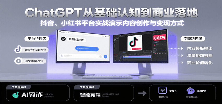 ChatGPT从基础认知到商业落地，实战演示抖音、小红书等平台的内容创作与变现-zhangyuwc