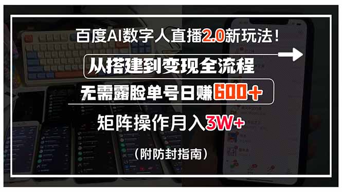 百度AI数字人直播2.0新玩法！从搭建到变现全流程，无需露脸单号日赚600…-zhangyuwc