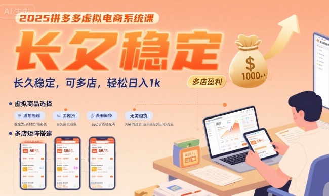 2025拼多多虚拟电商系统课，长久稳定，可多店，轻松日入1k-zhangyuwc