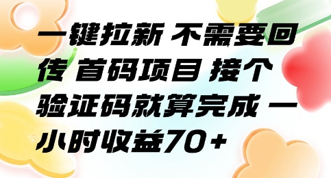 一键拉新 不需要回传 首码项目 接个验证码就算完成 一小时收益70+【揭秘】-zhangyuwc