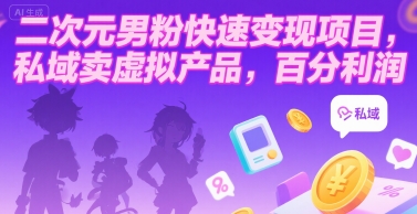 二次元男粉快速变现项目，私域卖虚拟产品，百分利润-zhangyuwc
