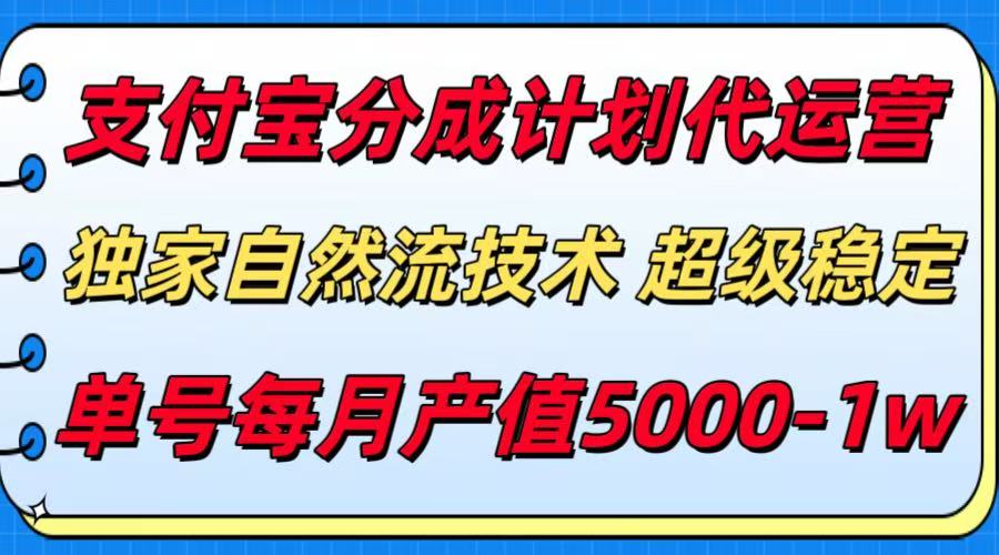 支付宝分成计划代运营，独家自然流技术，收益稳定，单号月产5000＋-zhangyuwc