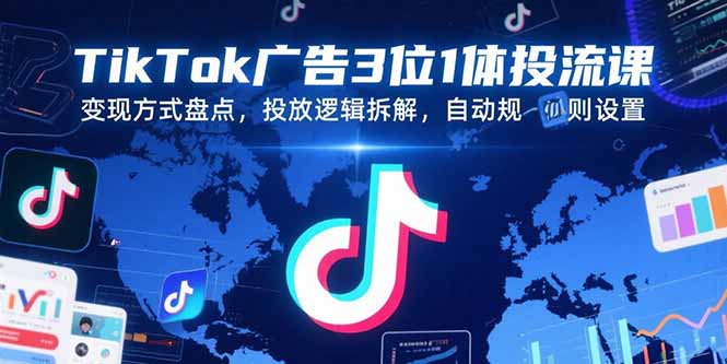 TikTok广告3位1体投流课，变现方式盘点，投放逻辑拆解，自动规则设置-zhangyuwc