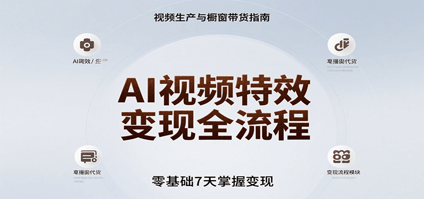 AI视频特效变现全流程，零基础7天掌握视频生产到橱窗带货变现-zhangyuwc