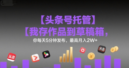 【头条号托管 】我存作品到草稿箱，你每天5分钟发布，最高月入2W+【揭秘】-zhangyuwc