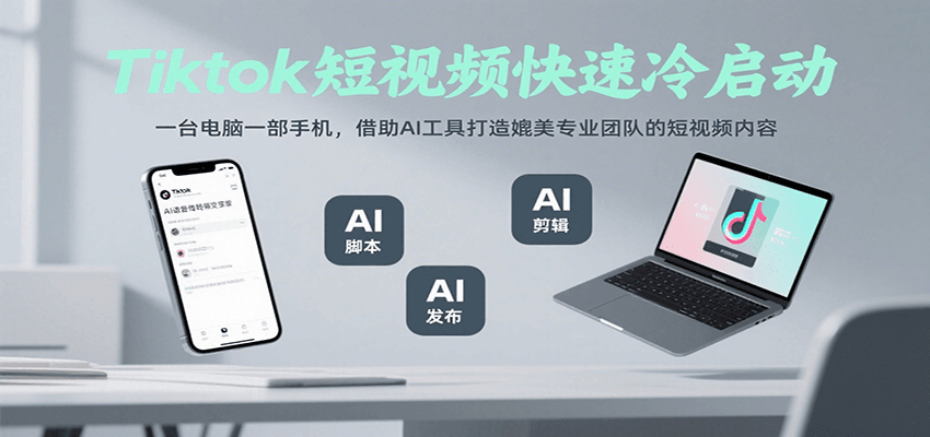Tiktok短视频快速冷启动，一台电脑一部手机，借助AI工具打造媲美专业团队的短视频内容-zhangyuwc