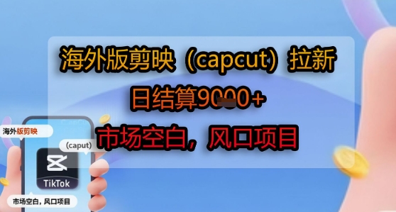 海外版剪映(capcut)拉新，日结算1k+，市场空白，风口项目-zhangyuwc