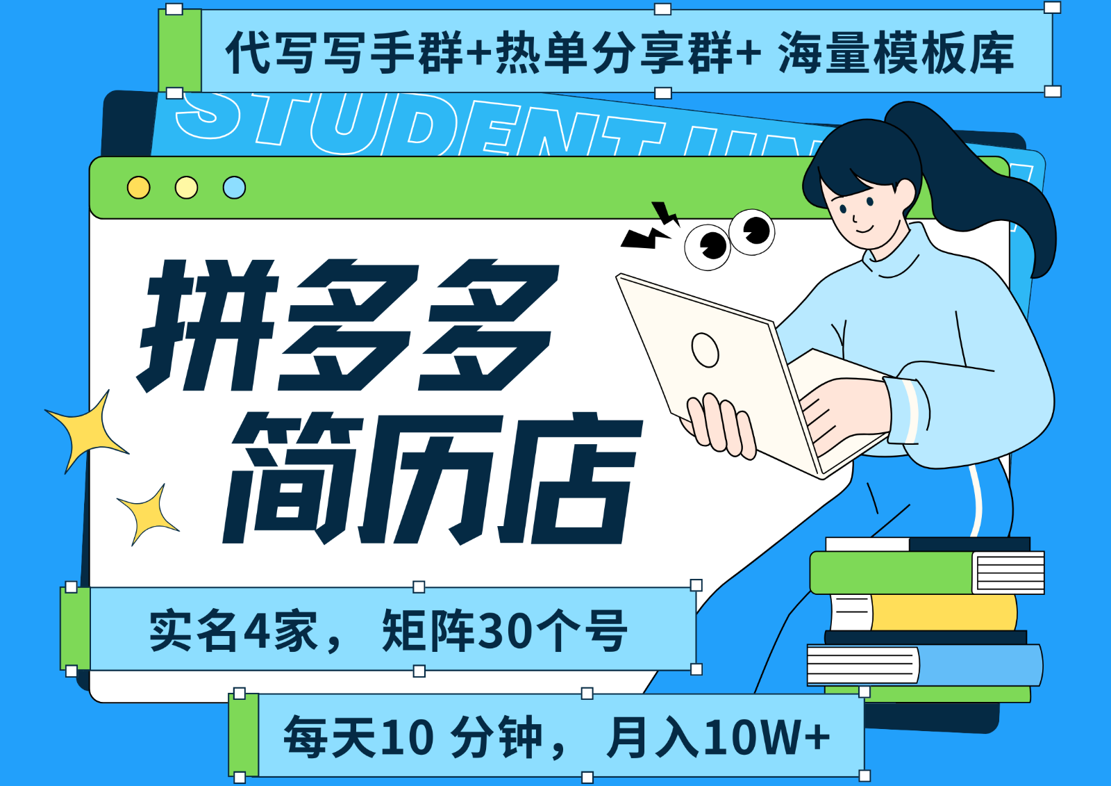拼多多电商 拼多多 虚拟资料 简历 海报代写 全SOP流程 毫无保留分享(含后端资料)-zhangyuwc
