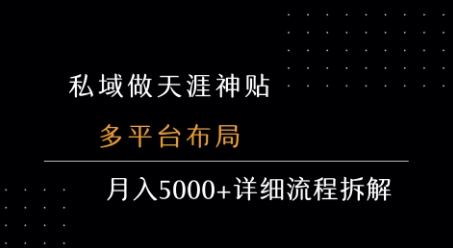 私域做天涯神贴 多平台布局 月入5k+详细流程拆解-zhangyuwc