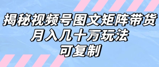 解密视频号图文矩阵带货，月入几个W的打法，可复制-zhangyuwc