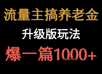 流量主之养老金升级版玩法  爆一篇收益1k+-zhangyuwc