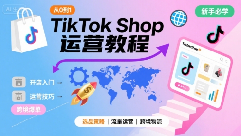 TikTok Shop从0到1运营教程，TikTok跨境电商新手必学课程-zhangyuwc