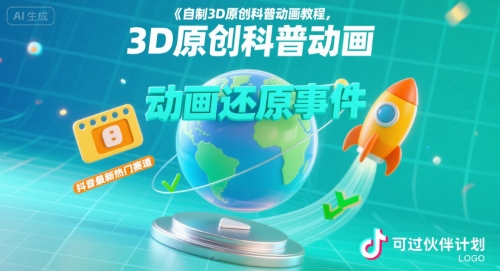 自制3D原创科普动画教程，动画还原事件，抖音最新热门赛道，可过伙伴计划-zhangyuwc