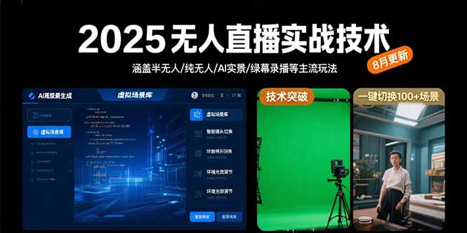 2025无人直播实战技术-8月，涵盖半无人/纯无人/AI实景/绿幕录播等主流玩法-zhangyuwc