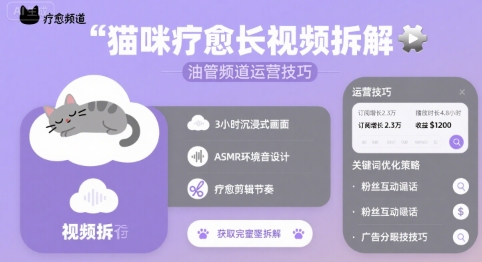 猫咪疗愈长视频拆解 &油管频道运营技巧-zhangyuwc