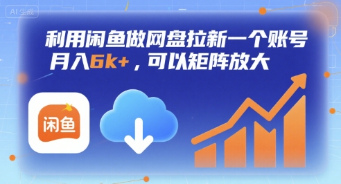 利用闲鱼做网盘拉新一个账号，月入6k+，可以矩阵放大-zhangyuwc