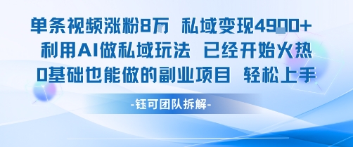 单条视频私域变现4.9k+利用AI做私域玩法 已经开始火热0基础也能做的副业项目轻松上手-zhangyuwc