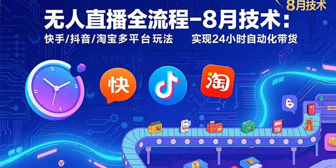 无人直播全流程-8月技术：快手/抖音/淘宝多平台玩法 实现24小时自动化带货-zhangyuwc