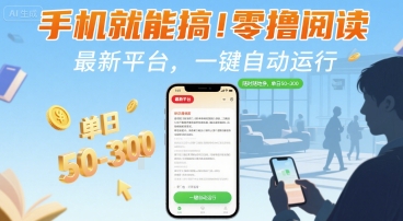 手机就能搞！零撸阅读挂G，最新平台，一键自动运行，随时随地挣，单日50-3张+【揭秘】-zhangyuwc