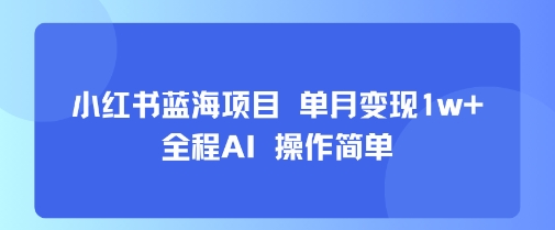 小红书蓝海项目 单月变现1w+ 全程AI 操作简单-zhangyuwc