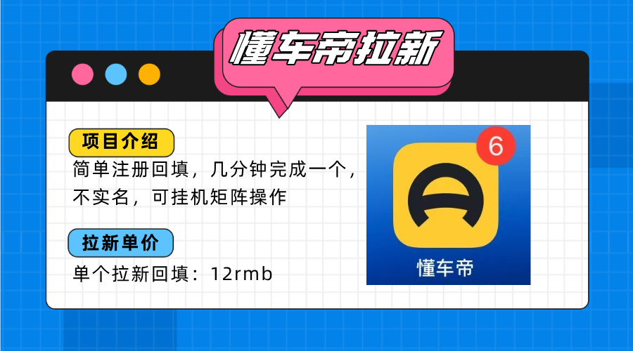 懂车帝邪修拉新玩法，简单注册回填，不sm，单个拉新12rmb，轻松日入200+-zhangyuwc