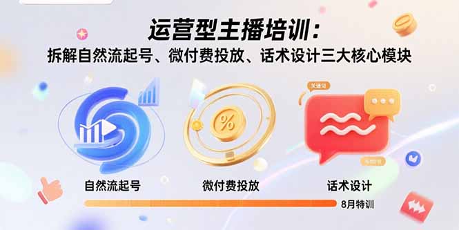 运营型主播培训：拆解自然流起号、微付费投放、话术设计三大核心模块-8月-zhangyuwc