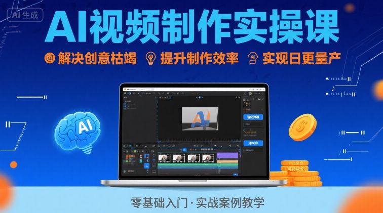 Ai视频制作实操课，解决创意枯竭、效率低下痛点，实现日更量产可持续变现-zhangyuwc