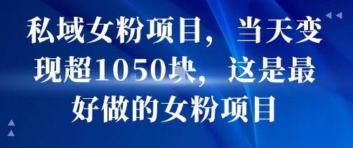 私域女粉项目，当天变现超1k，这是最好做的女粉项目，可放大操作-zhangyuwc