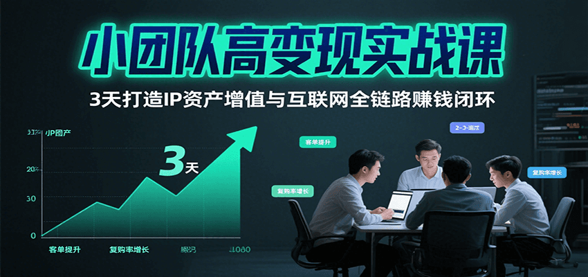 小团队高变现实战课，3天打造IP资产增值与互联网全链路赚钱闭环(第二期)-zhangyuwc