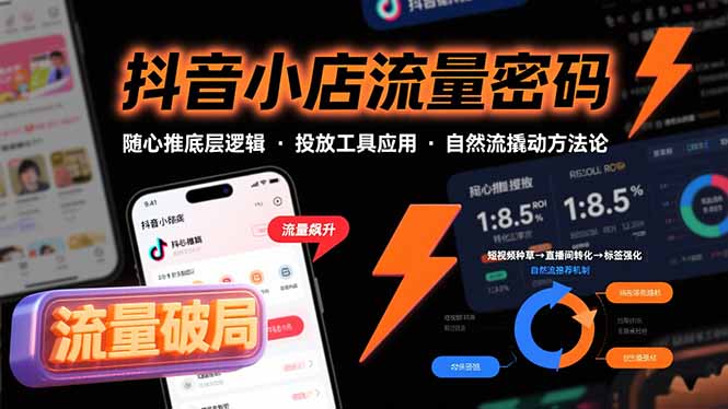 抖音小店流量密码，随心推底层逻辑，投放工具应用，自然流撬动核心方法论-zhangyuwc