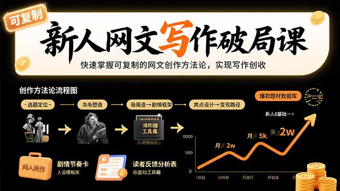 新人网文写作破局课：快速掌握可复制的网文创作方法论，实现写作创收-zhangyuwc