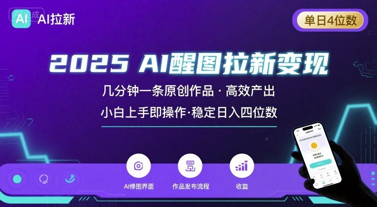 2025最强AI醒图拉新，几分钟一条原创作品，单日收入4位数，小白也能上手操作-zhangyuwc