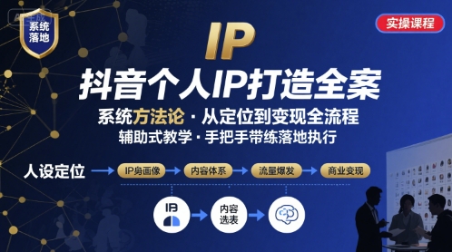 抖音个人IP系统落地实操大课，实操课程，辅助落地-zhangyuwc