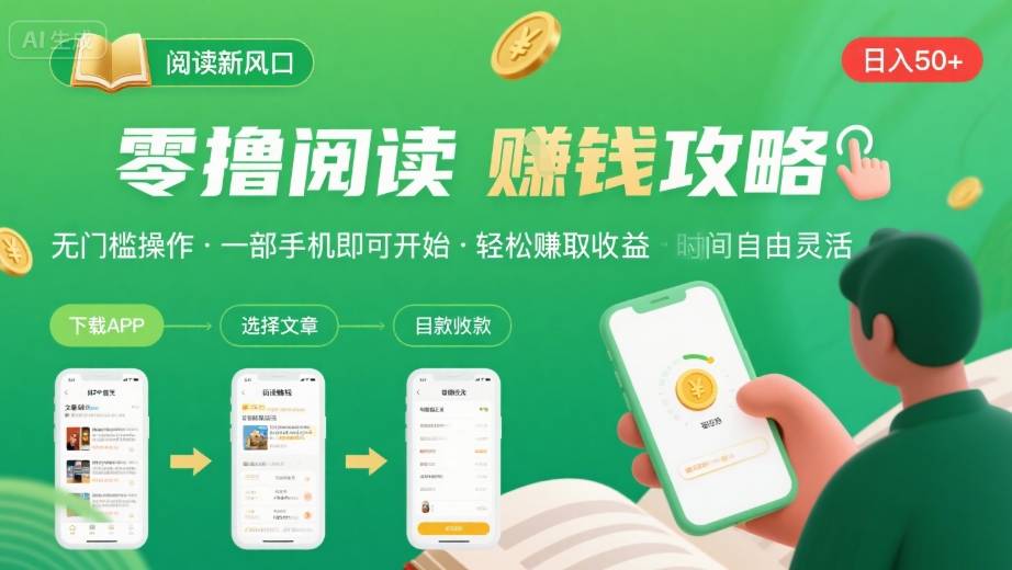 零撸阅读新风口，无门槛轻松挣，一部手机，日入 50-3张【揭秘】-zhangyuwc