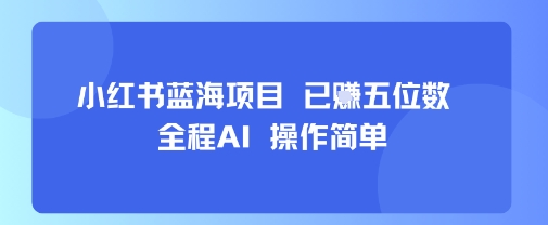 小红书蓝海项目，全程AI，操作简单，已挣五位数-zhangyuwc