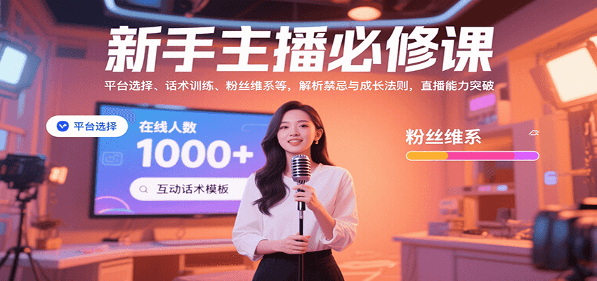 新手主播必修课：平台选择、话术训练、粉丝维系等，解析禁忌与成长法则，突破直播能力-zhangyuwc