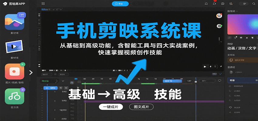 手机剪映系统课，从基础到高级功能，含智能工具与四大实战案例，快速掌握视频创作技能-zhangyuwc