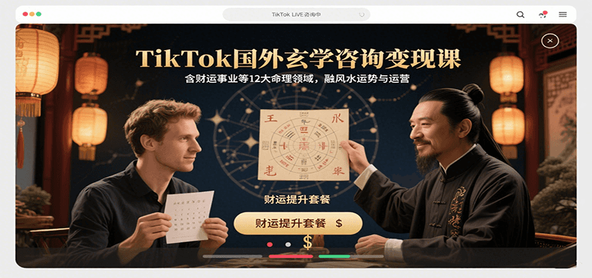 TikTok国外玄学咨询变现课，含财运事业等12大命理领域，融风水运势与运营-zhangyuwc