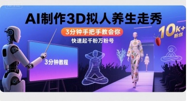 Ai制作3D拟人养生走秀，3分钟手把手教会你，快速起千粉万粉号-zhangyuwc